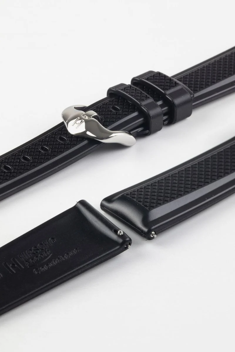 Hirsch ACCENT Natural Rubber Watch Strap in BLACK - Image 8
