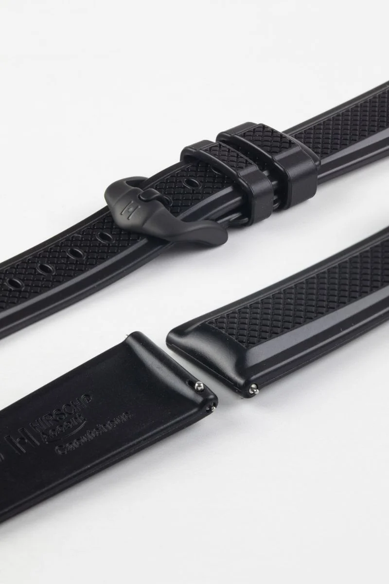 Hirsch ACCENT Natural Rubber Watch Strap in BLACK - Image 9