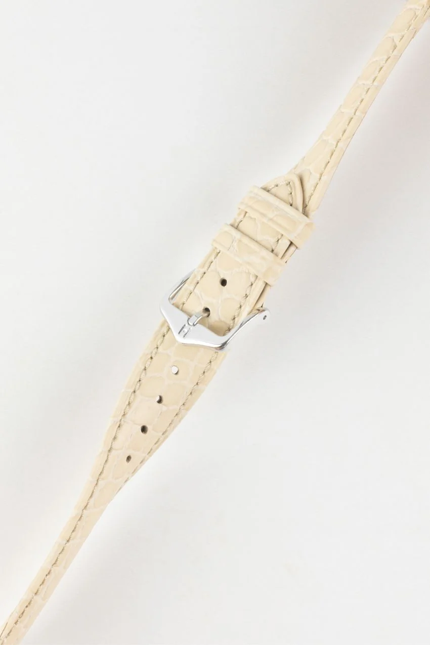 Hirsch ARISTOCRAT Croco-Embossed Leather Watch Strap in BEIGE - Image 5