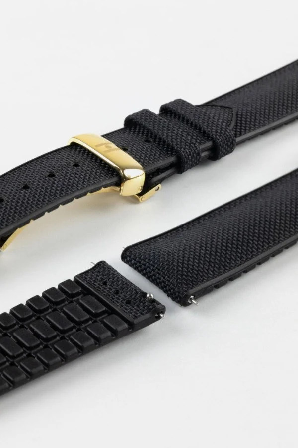 Hirsch ARNE Sailcloth Effect Performance Watch Strap - BLACK - Image 12