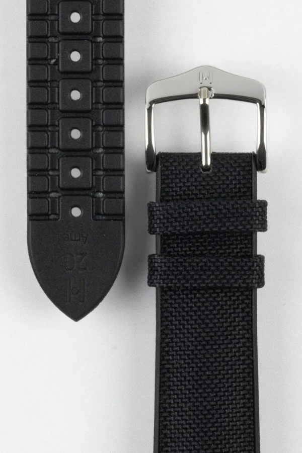 Hirsch ARNE Sailcloth Effect Performance Watch Strap - BLACK - Image 3