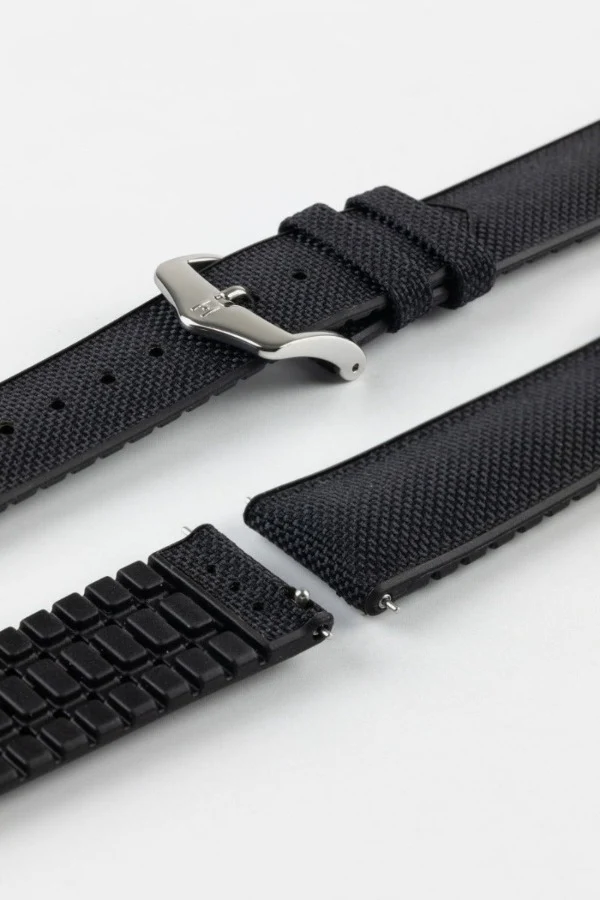 Hirsch ARNE Sailcloth Effect Performance Watch Strap - BLACK - Image 7