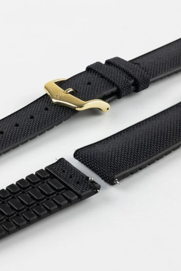 Hirsch ARNE Sailcloth Effect Performance Watch Strap - BLACK - Image 8