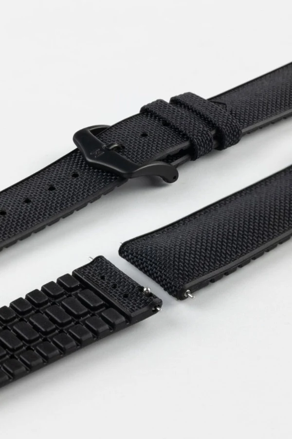 Hirsch ARNE Sailcloth Effect Performance Watch Strap - BLACK - Image 9