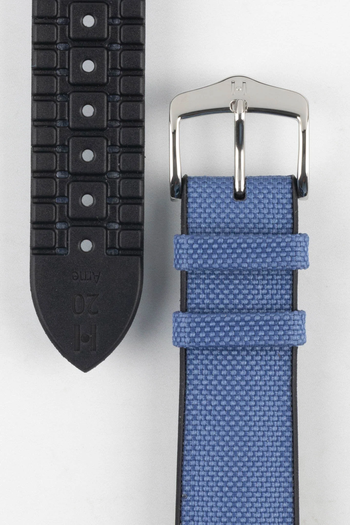 Hirsch ARNE Sailcloth Effect Performance Watch Strap - BLUE - Image 3