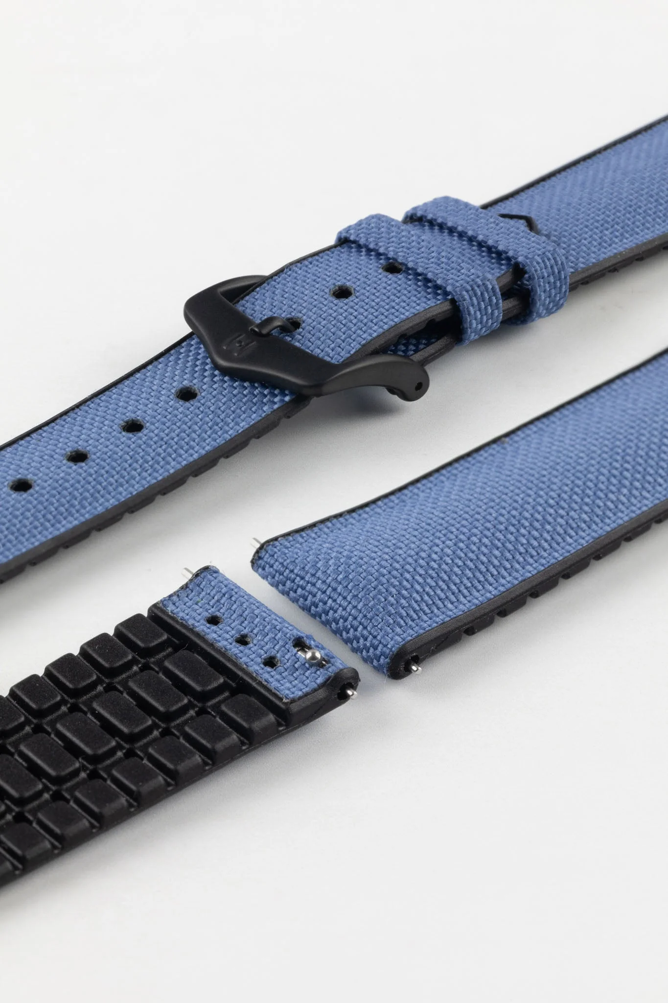 Hirsch ARNE Sailcloth Effect Performance Watch Strap - BLUE - Image 9
