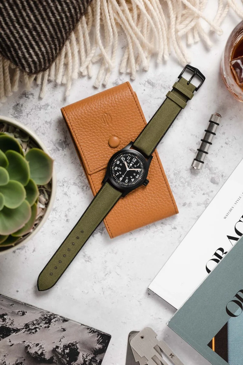 Hirsch ARNE Sailcloth Effect Performance Watch Strap - GREEN - Image 13