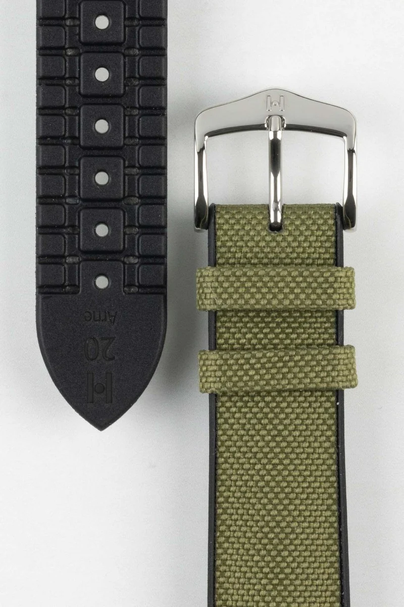 Hirsch ARNE Sailcloth Effect Performance Watch Strap - GREEN - Image 3