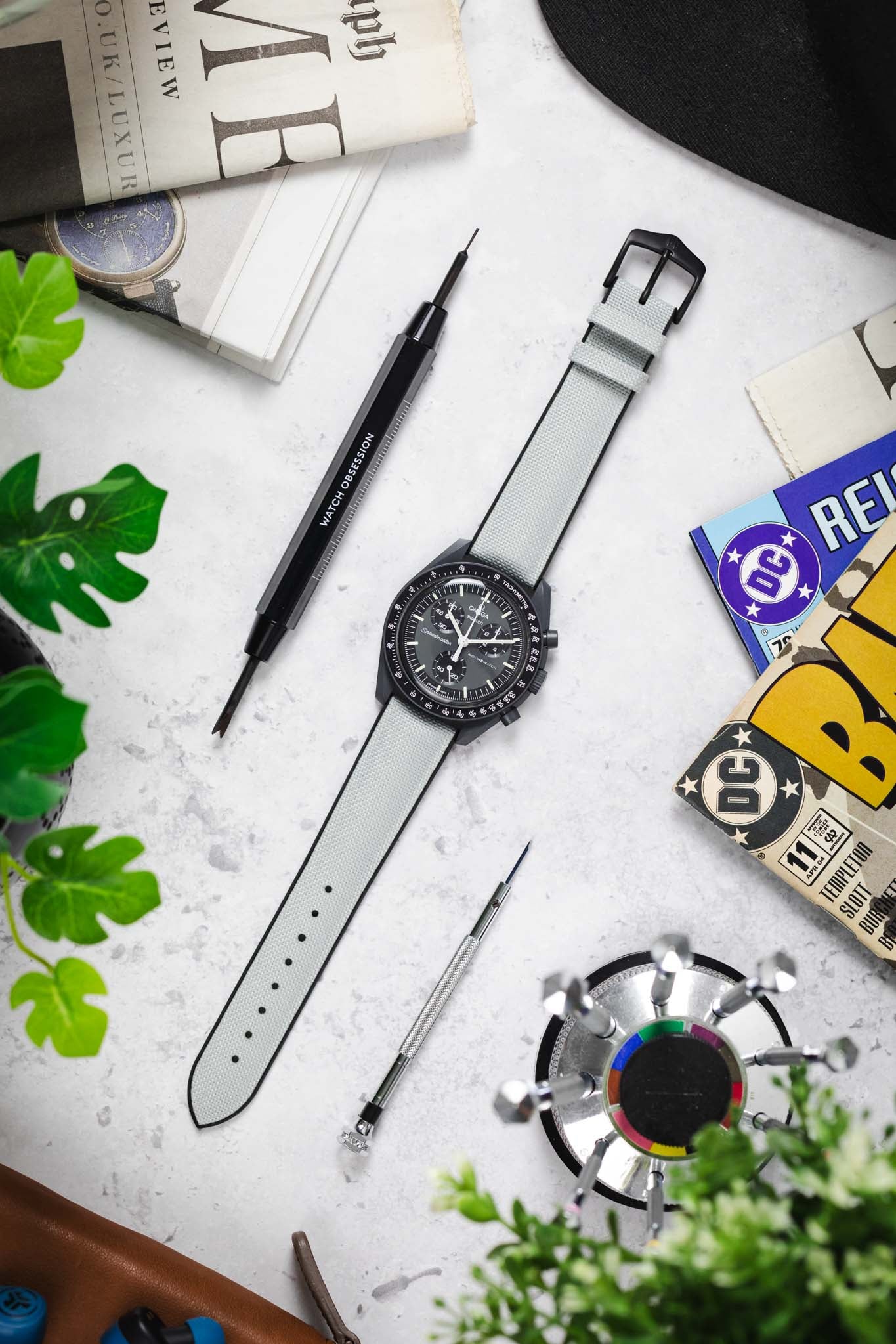 Hirsch ARNE Sailcloth Effect Performance Watch Strap - GREY - Image 4