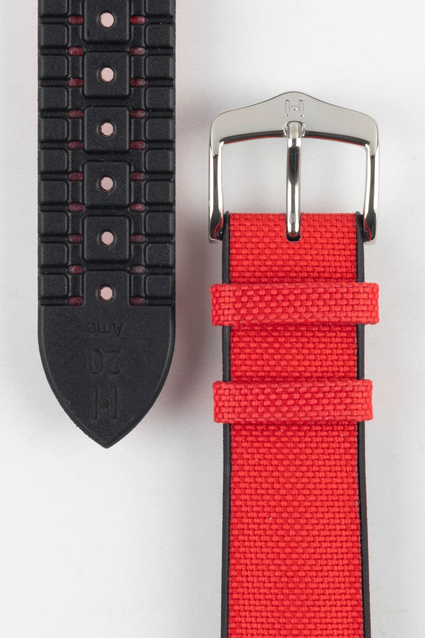 Hirsch ARNE Sailcloth Effect Performance Watch Strap - RED - Image 3