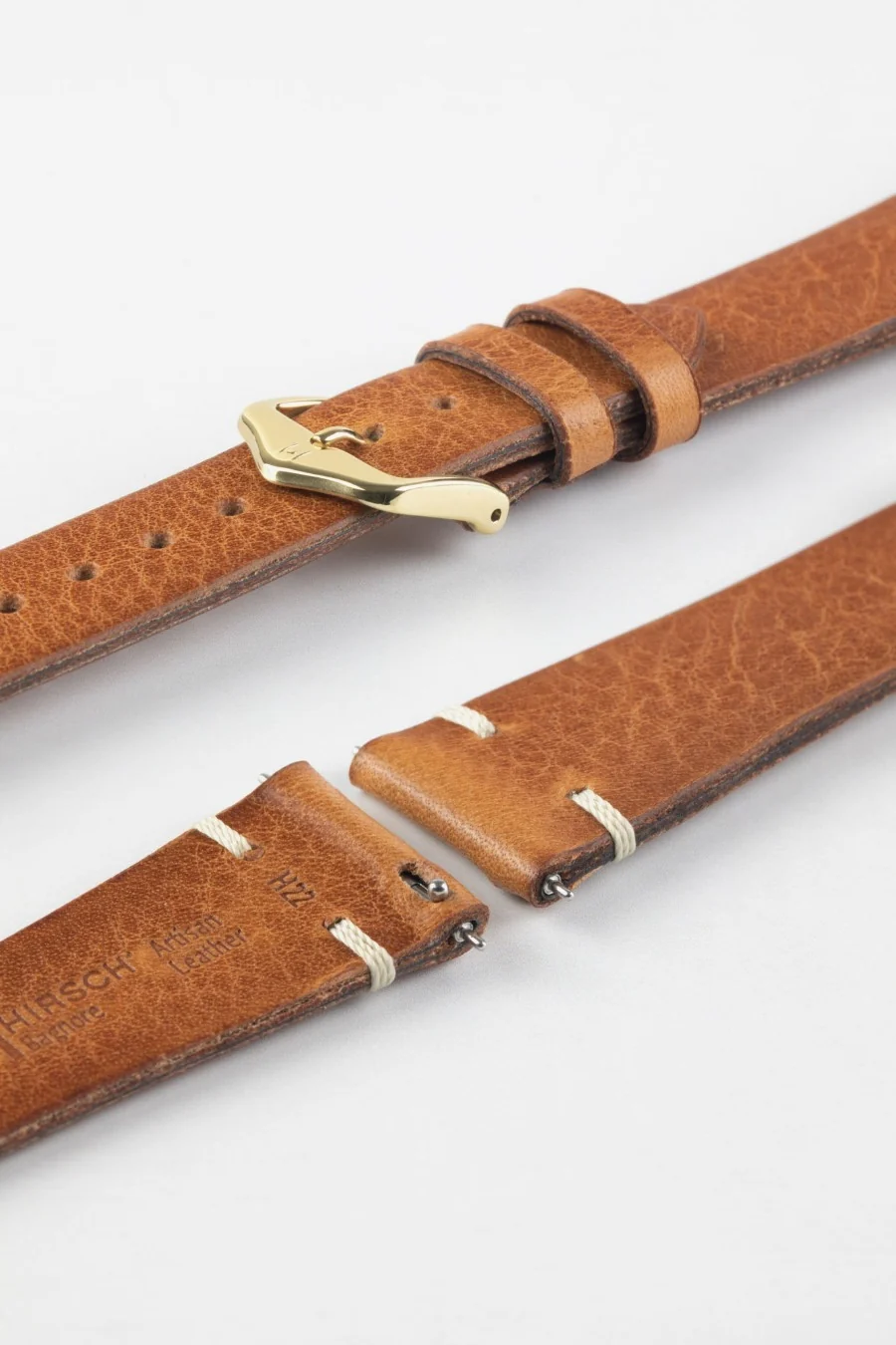 Hirsch BAGNORE Vintage Calf Leather Quick-Release Watch Strap - GOLD BROWN - Image 8