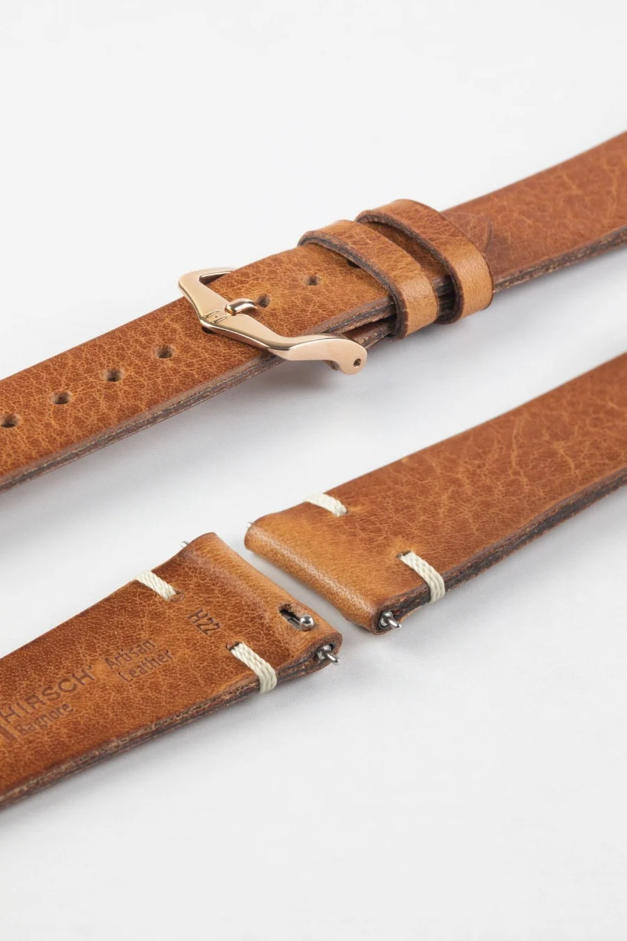 Hirsch BAGNORE Vintage Calf Leather Quick-Release Watch Strap - GOLD BROWN - Image 9