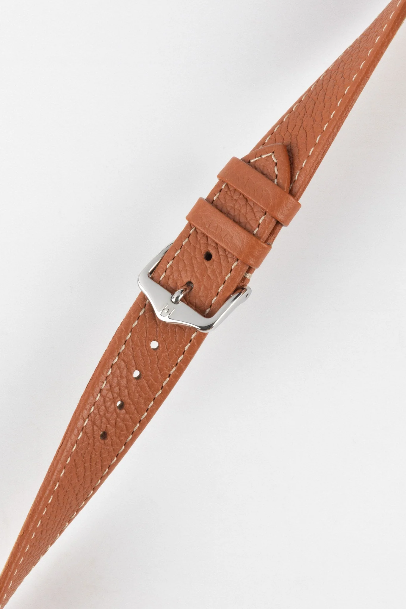 Hirsch BOLOGNA Quick-Release French-Style Textured Leather Watch Strap in GOLD BROWN - Image 5