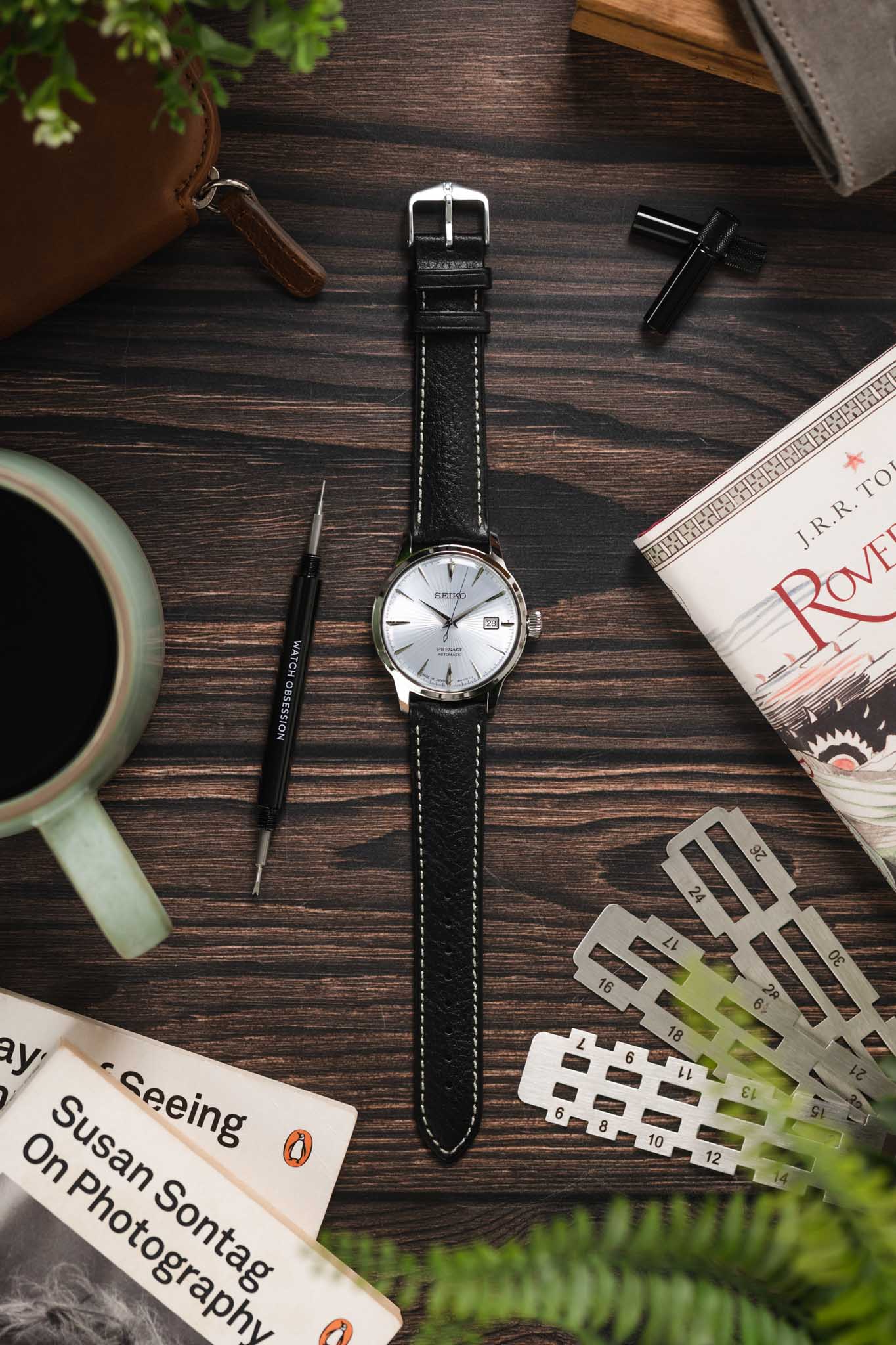 Hirsch BOSTON Quick-Release Buffalo Calfskin Leather Watch Strap in BLACK - Image 6