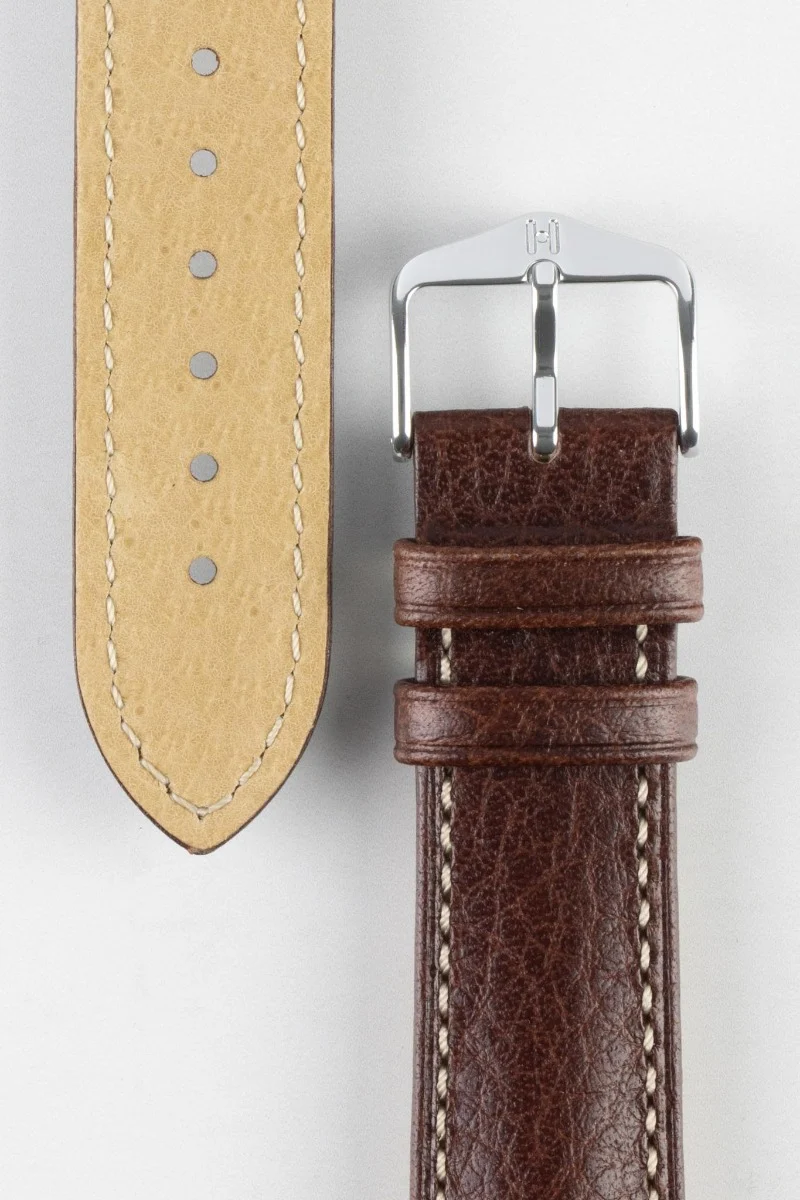 Hirsch BOSTON Quick-Release Buffalo Calfskin Leather Watch Strap in BROWN - Image 3