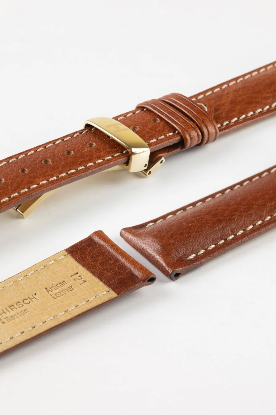 Hirsch BOSTON NQR Gold Brown Buffalo Calfskin Watchstrap - Image 10