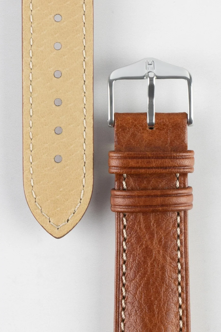Hirsch BOSTON NQR Gold Brown Buffalo Calfskin Watchstrap - Image 3
