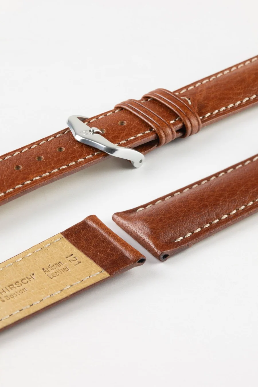 Hirsch BOSTON NQR Gold Brown Buffalo Calfskin Watchstrap - Image 7