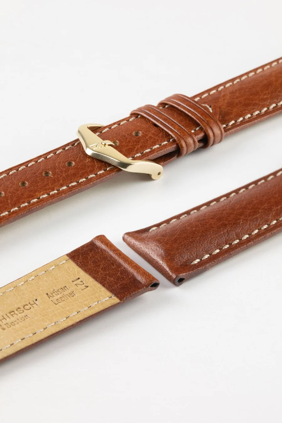Hirsch BOSTON NQR Gold Brown Buffalo Calfskin Watchstrap - Image 8
