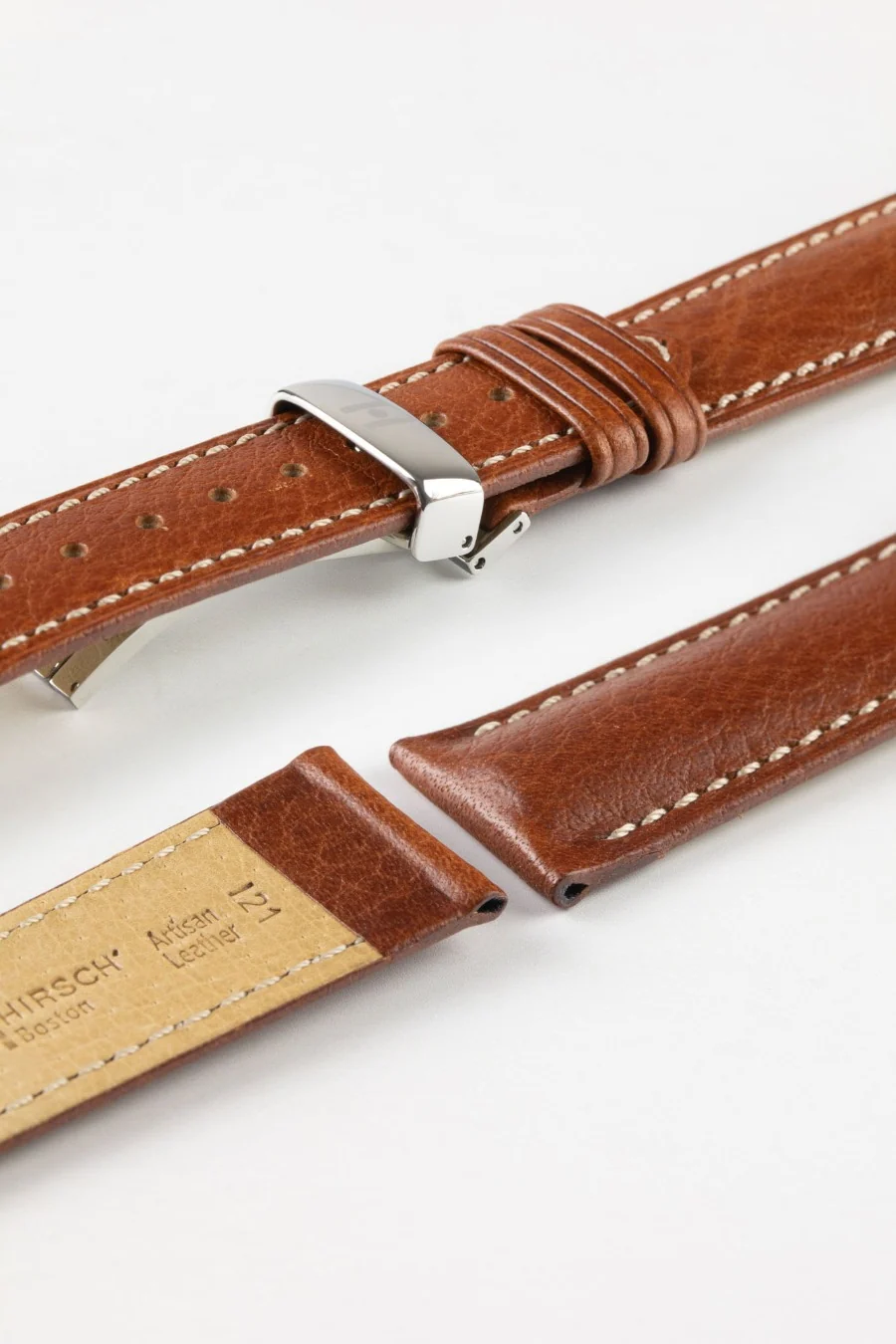 Hirsch BOSTON NQR Gold Brown Buffalo Calfskin Watchstrap - Image 9