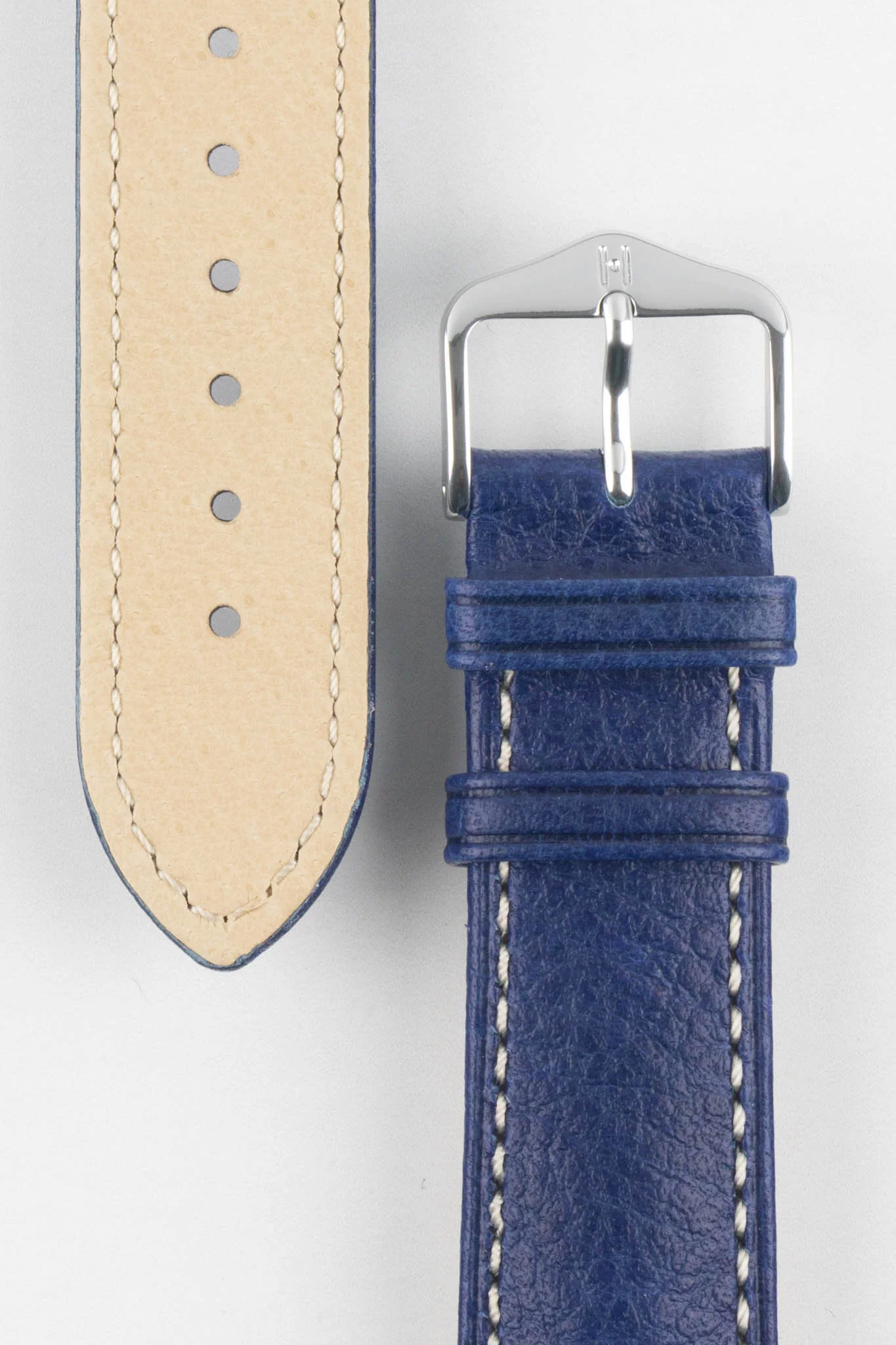 Hirsch BOSTON Quick-Release Buffalo Calfskin Leather Watch Strap in BLUE - Image 3