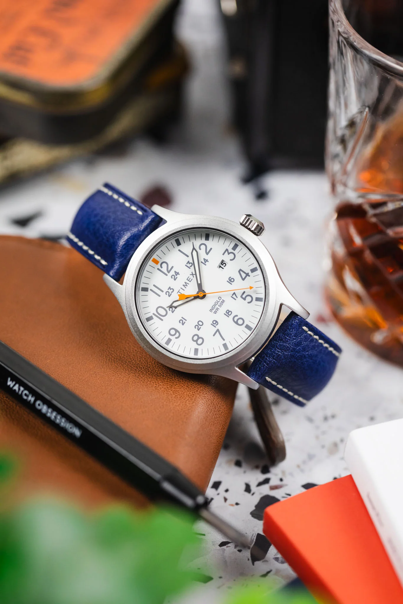 Hirsch BOSTON Quick-Release Buffalo Calfskin Leather Watch Strap in BLUE - Image 4