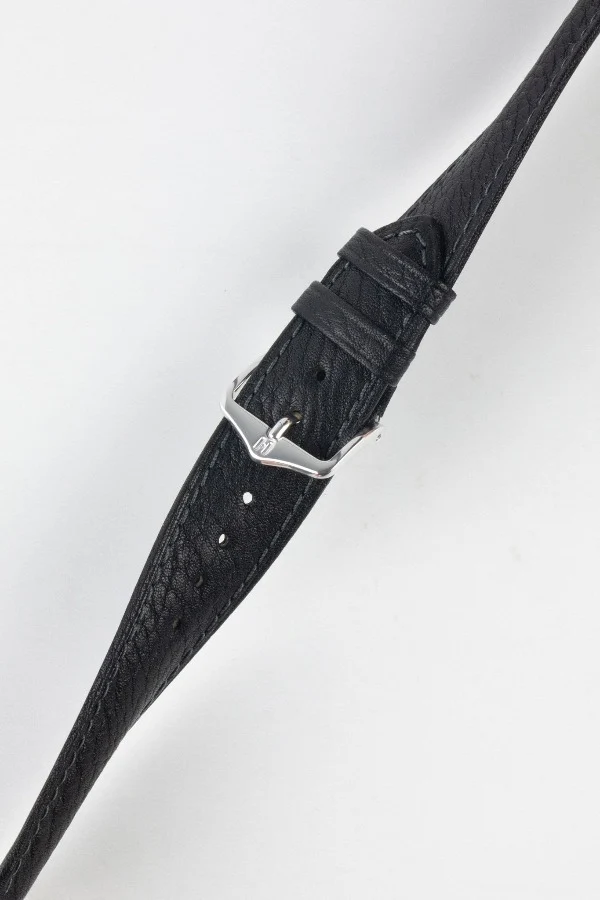 Hirsch CAMELGRAIN No Allergy Leather Watch Strap in BLACK - Image 5