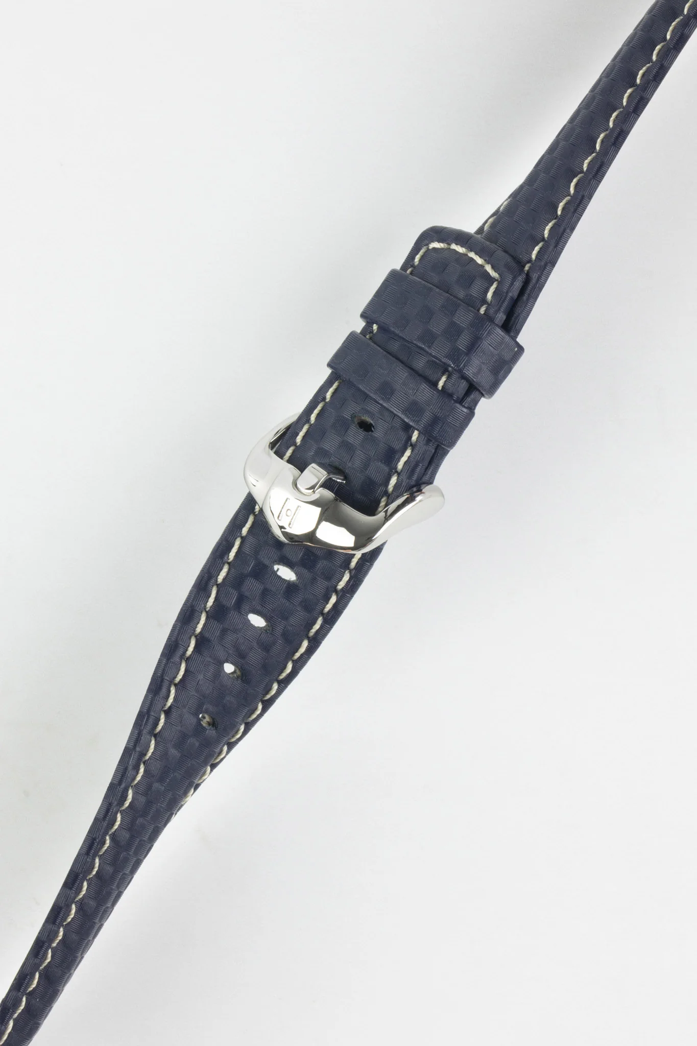 Hirsch CARBON Embossed Water-Resistant Leather Watch Strap in BLUE - Image 5