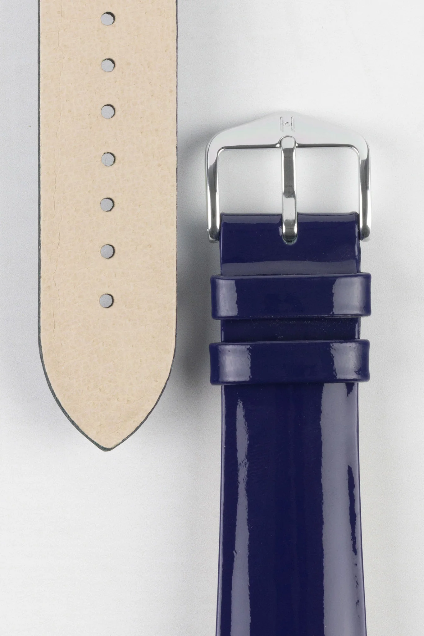 Hirsch DIVA Glossy Ladies Leather Watch Strap in BLUE - Image 2