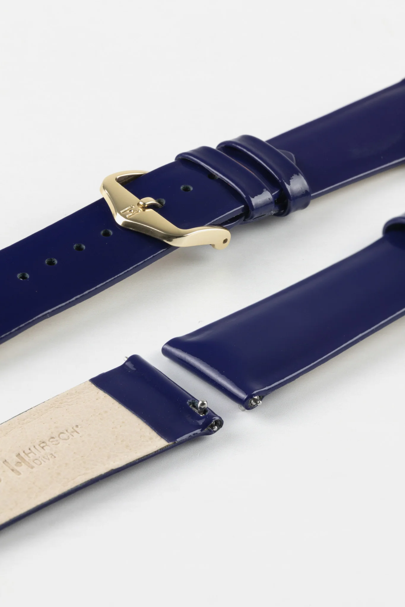 Hirsch DIVA Glossy Ladies Leather Watch Strap in BLUE - Image 5