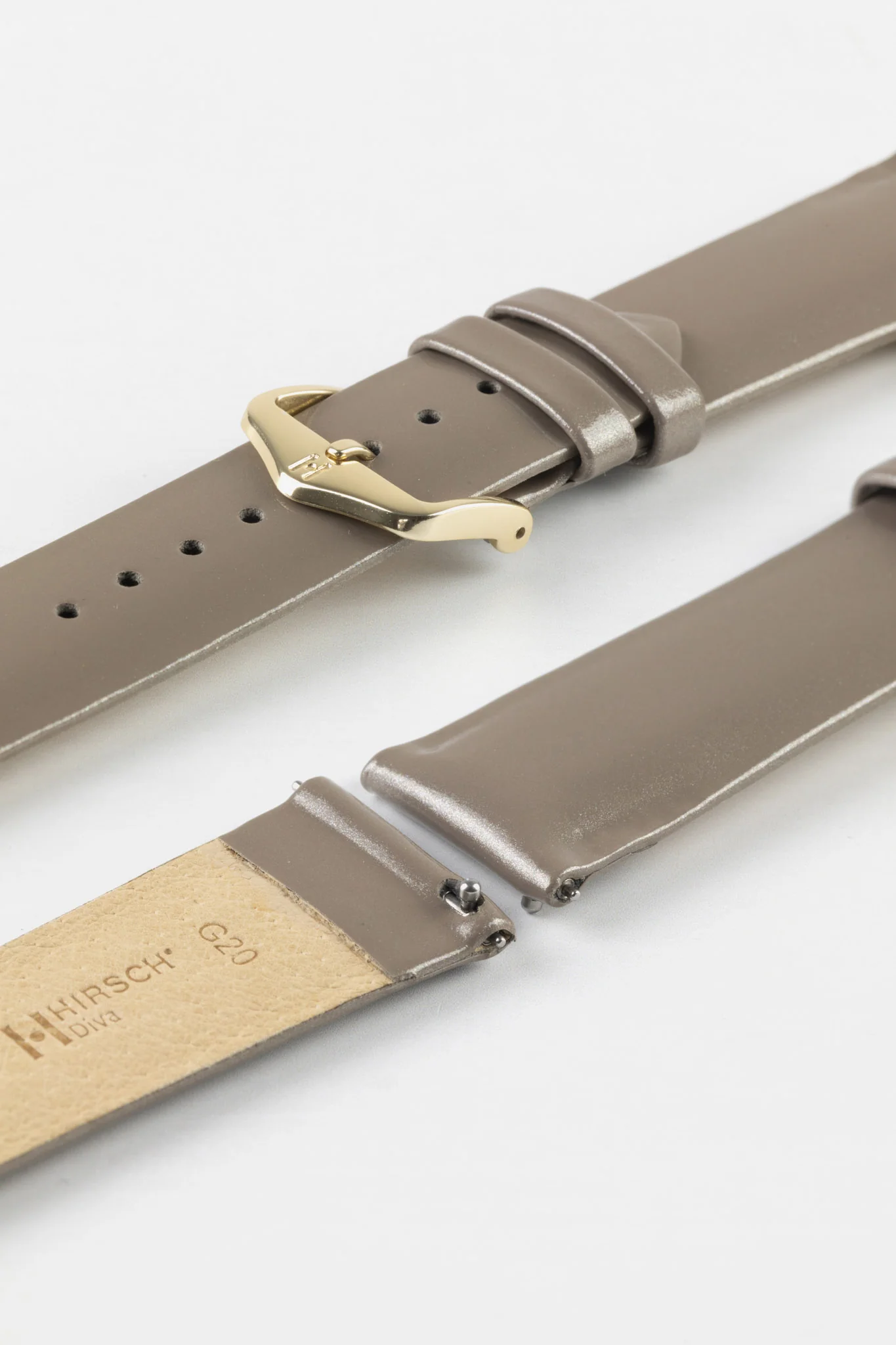 Hirsch DIVA Glossy Ladies Leather Watch Strap in SILVER - Image 5