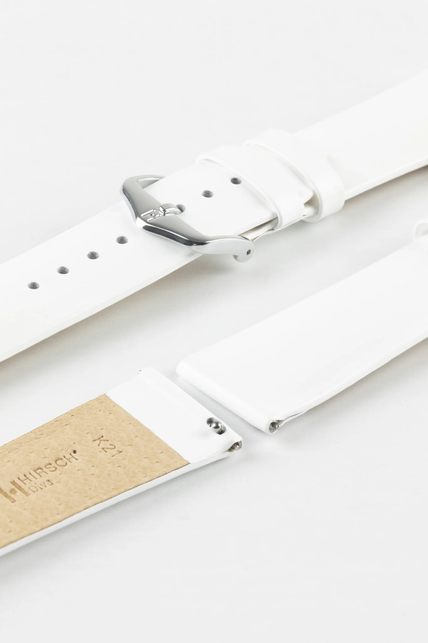 Hirsch DIVA Glossy Ladies Leather Watch Strap in WHITE - Image 4