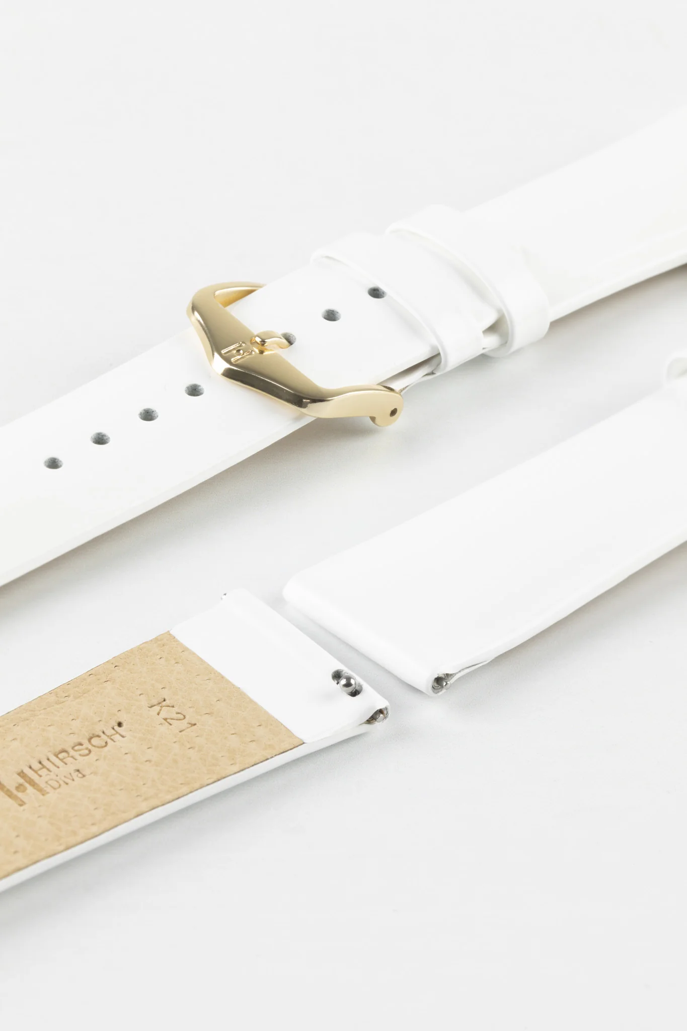 Hirsch DIVA Glossy Ladies Leather Watch Strap in WHITE - Image 5