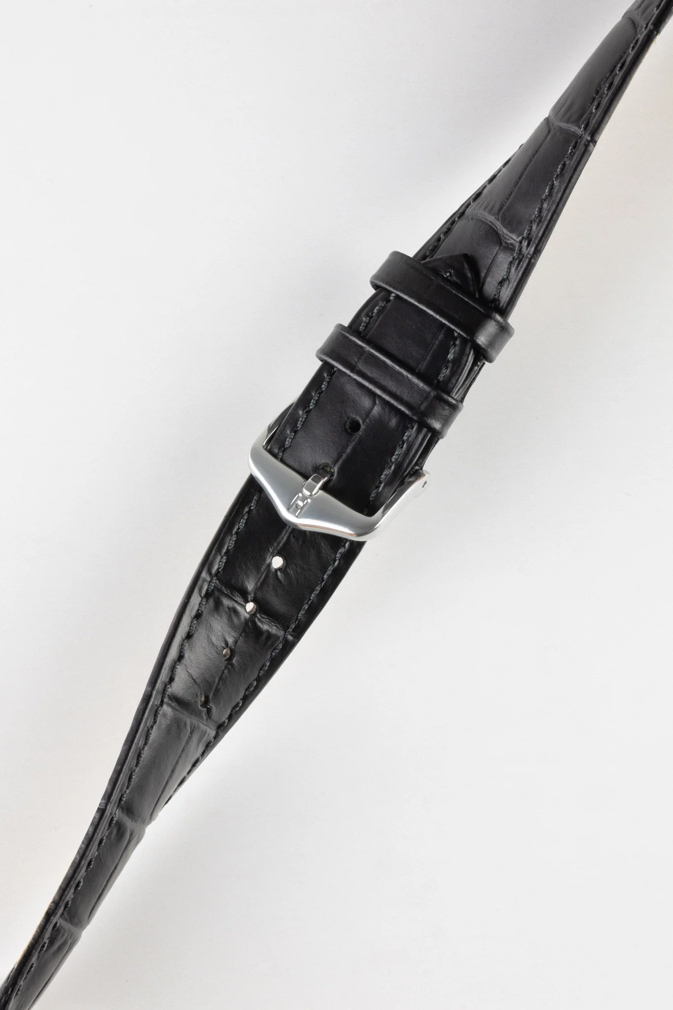 Hirsch DUKE Quick-Release Alligator Embossed Leather Watch Strap in BLACK - Image 5