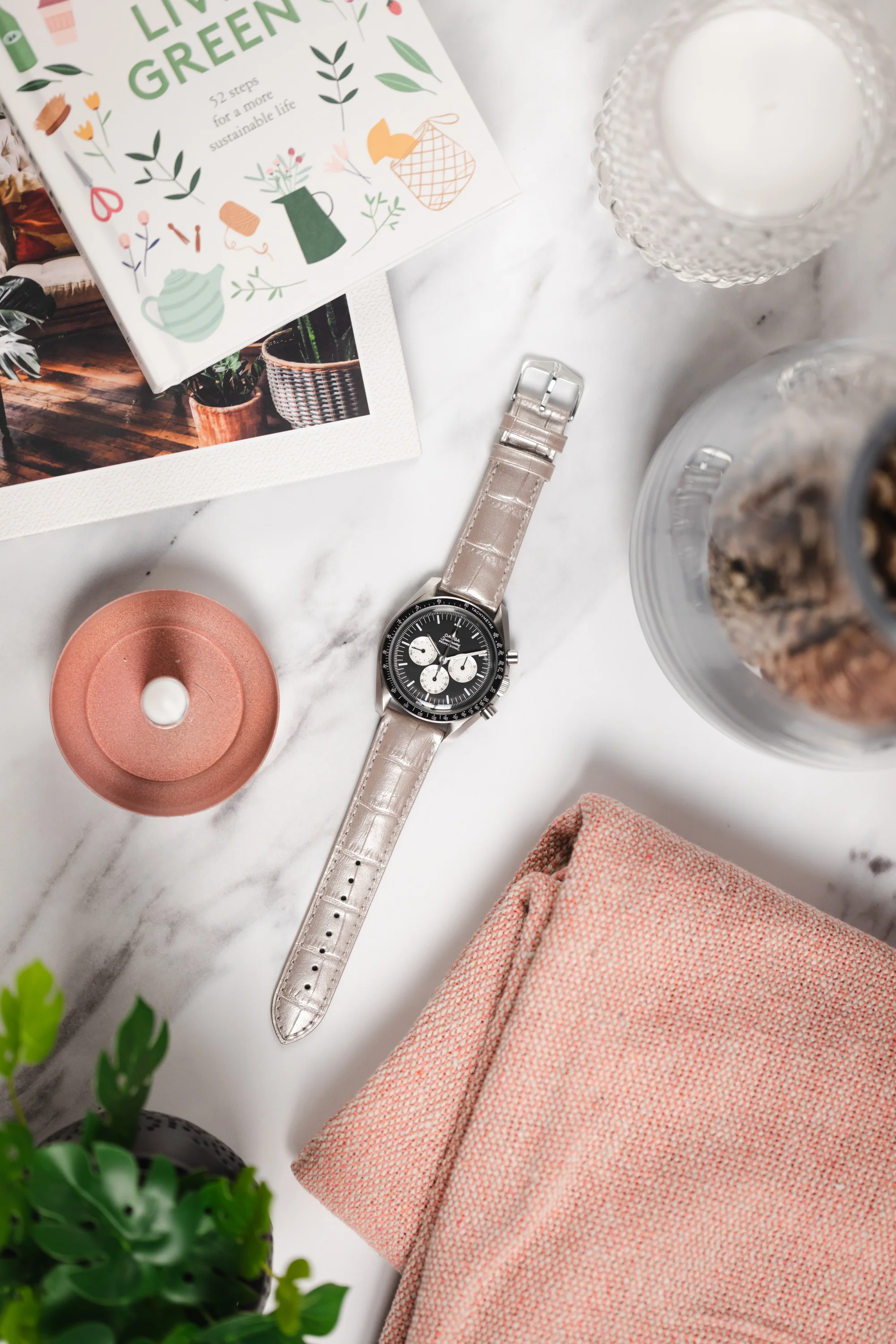 Hirsch Duke Metallic Silver Alligator Design Leather Watch strap - Image 6