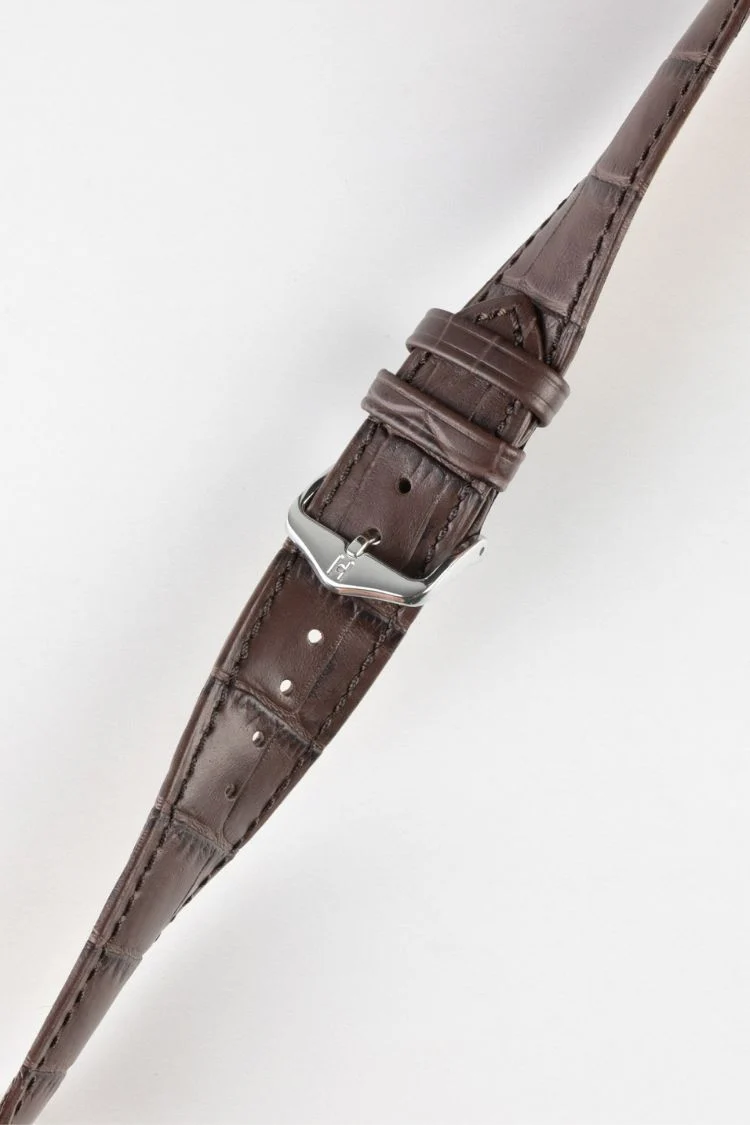 Hirsch DUKE NQR Alligator Embossed Leather Watch Strap - BROWN - Image 5