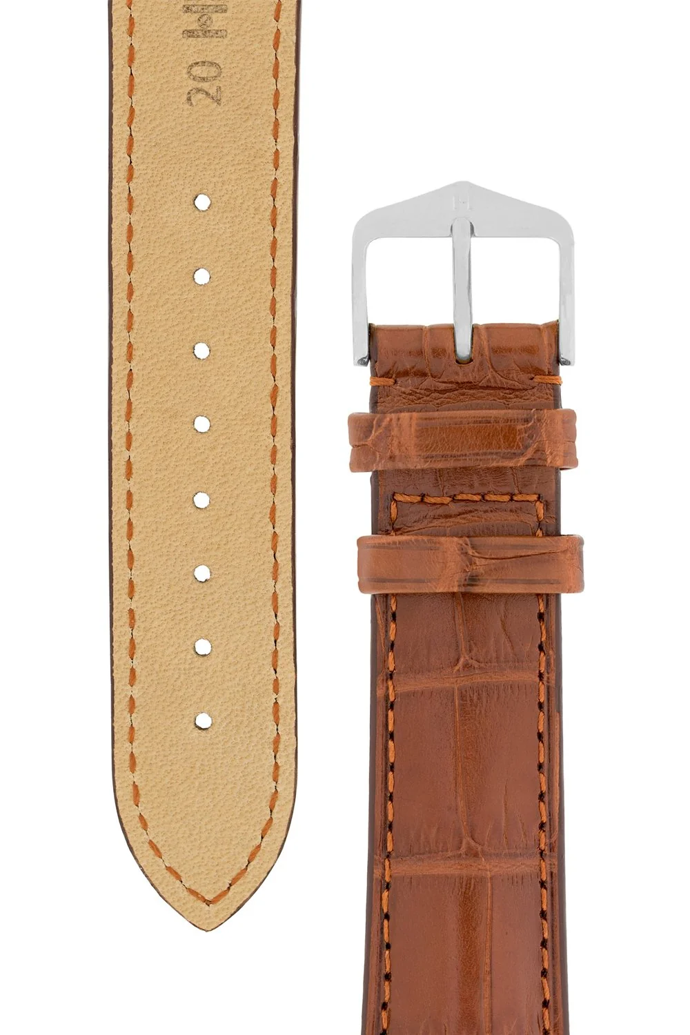 Hirsch EARL Genuine Alligator Watch Strap in GOLD BROWN - Image 3