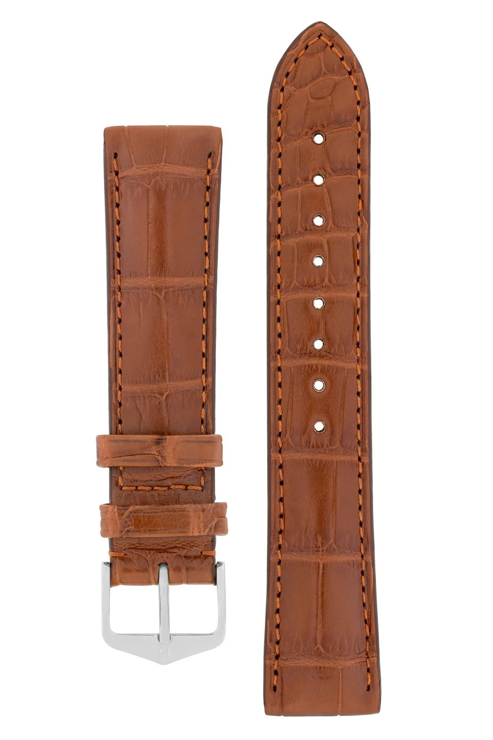 Hirsch EARL Genuine Alligator Watch Strap in GOLD BROWN - Image 5