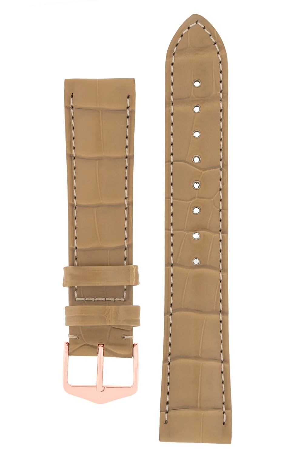 Hirsch EARL Genuine Alligator Watch Strap in BEIGE - Image 6