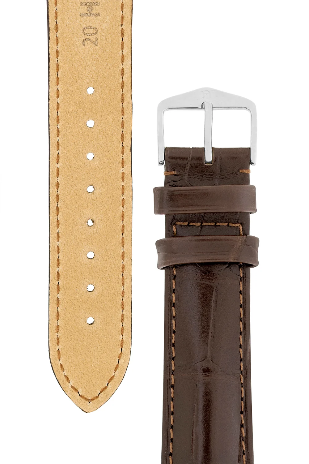 Hirsch EARL Genuine Alligator Watch Strap in DARK BROWN - Image 3