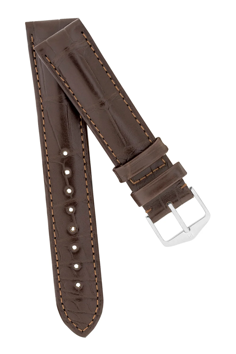 Hirsch EARL Genuine Alligator Watch Strap in DARK BROWN - Image 4