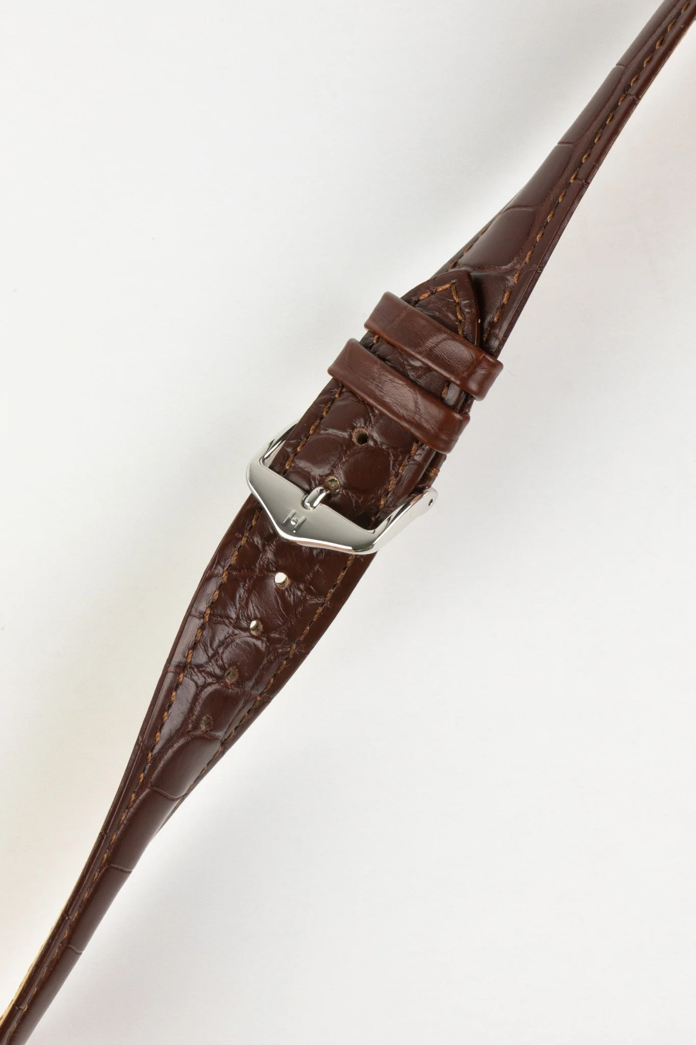 Hirsch GENUINE Louisiana Alligator Quick-Release Watch Strap in BROWN - Image 3