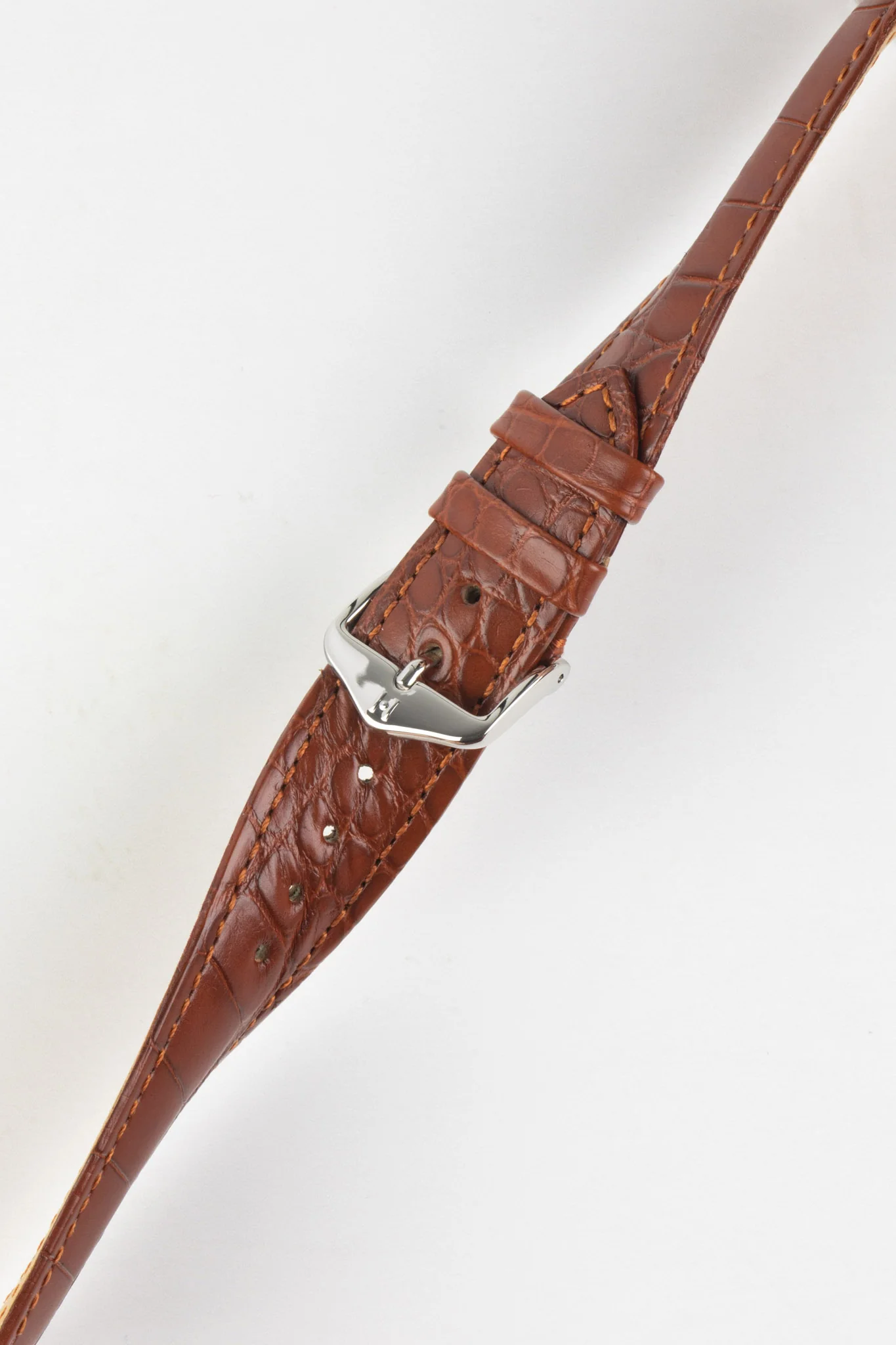 Hirsch GENUINE ALLIGATOR Louisiana Alligator Watch Strap in GOLD BROWN - Image 5