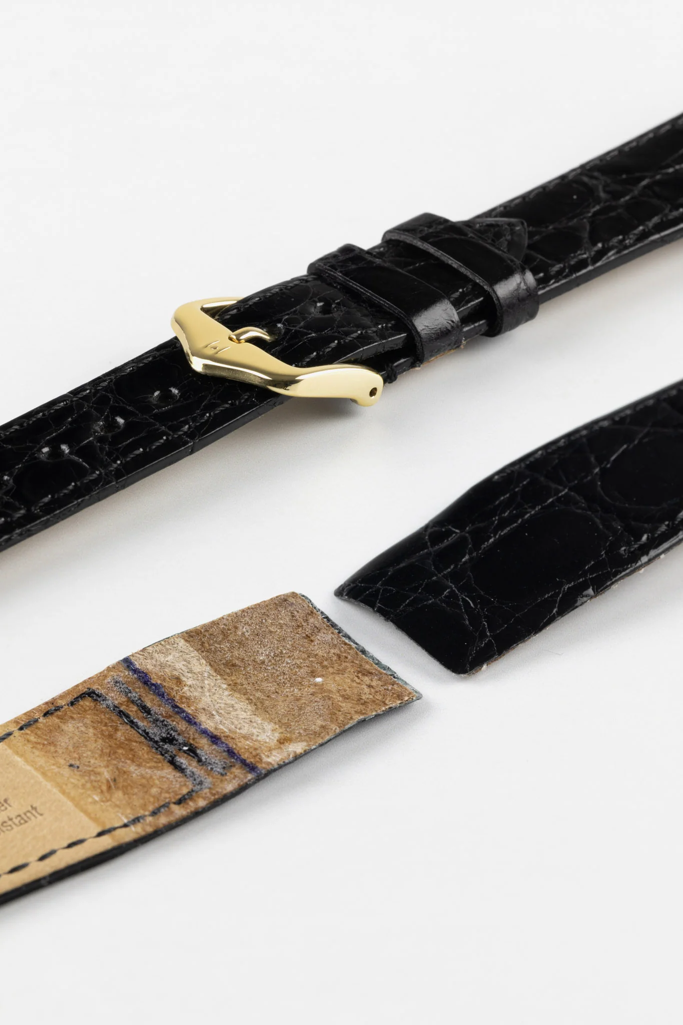 Hirsch GENUINE CROCO Open-Ended Crocodile Leather Watch Strap in BLACK - Image 5