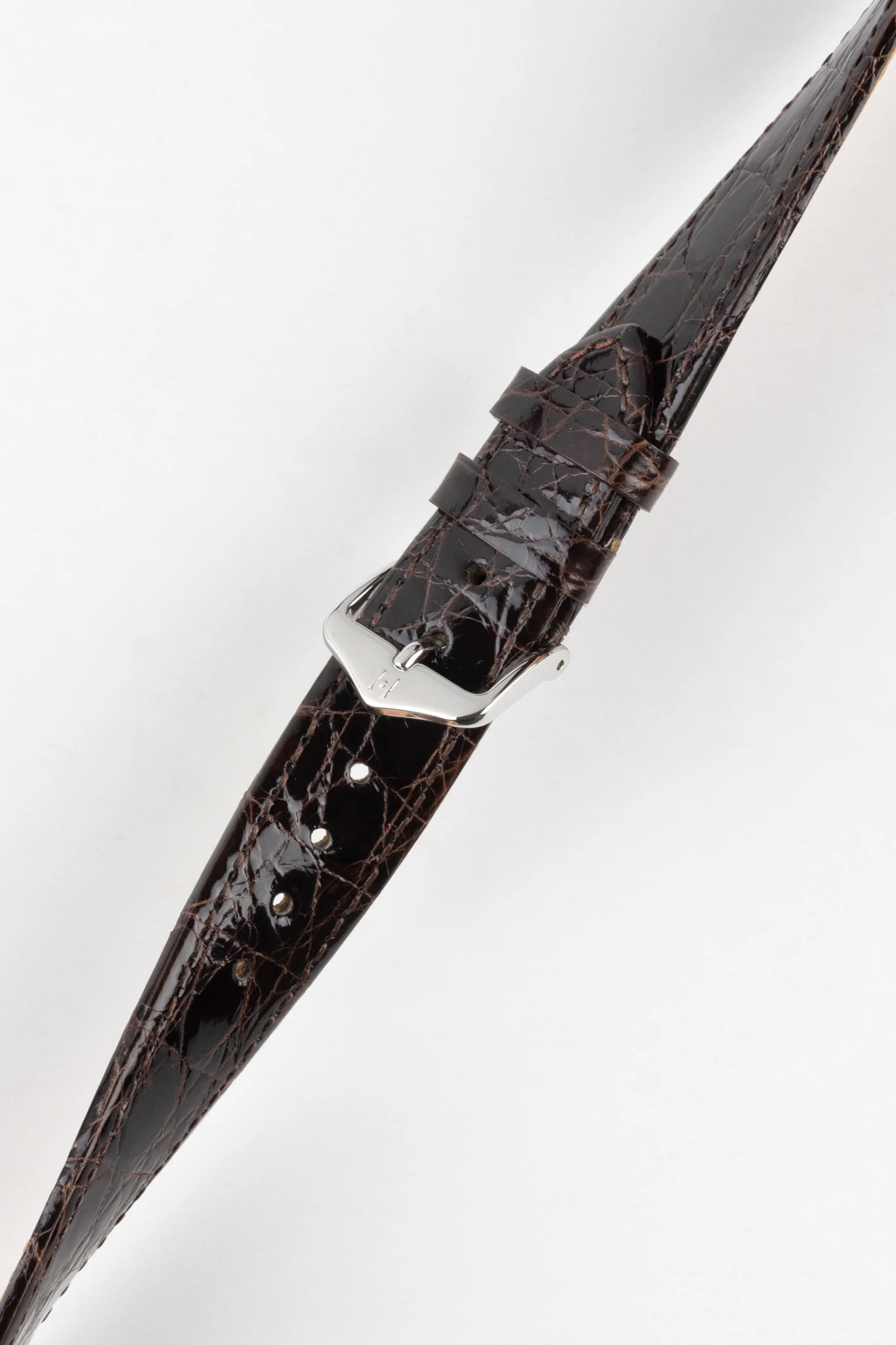Hirsch GENUINE CROCO Open-Ended Crocodile Leather Watch Strap in BROWN - Image 3