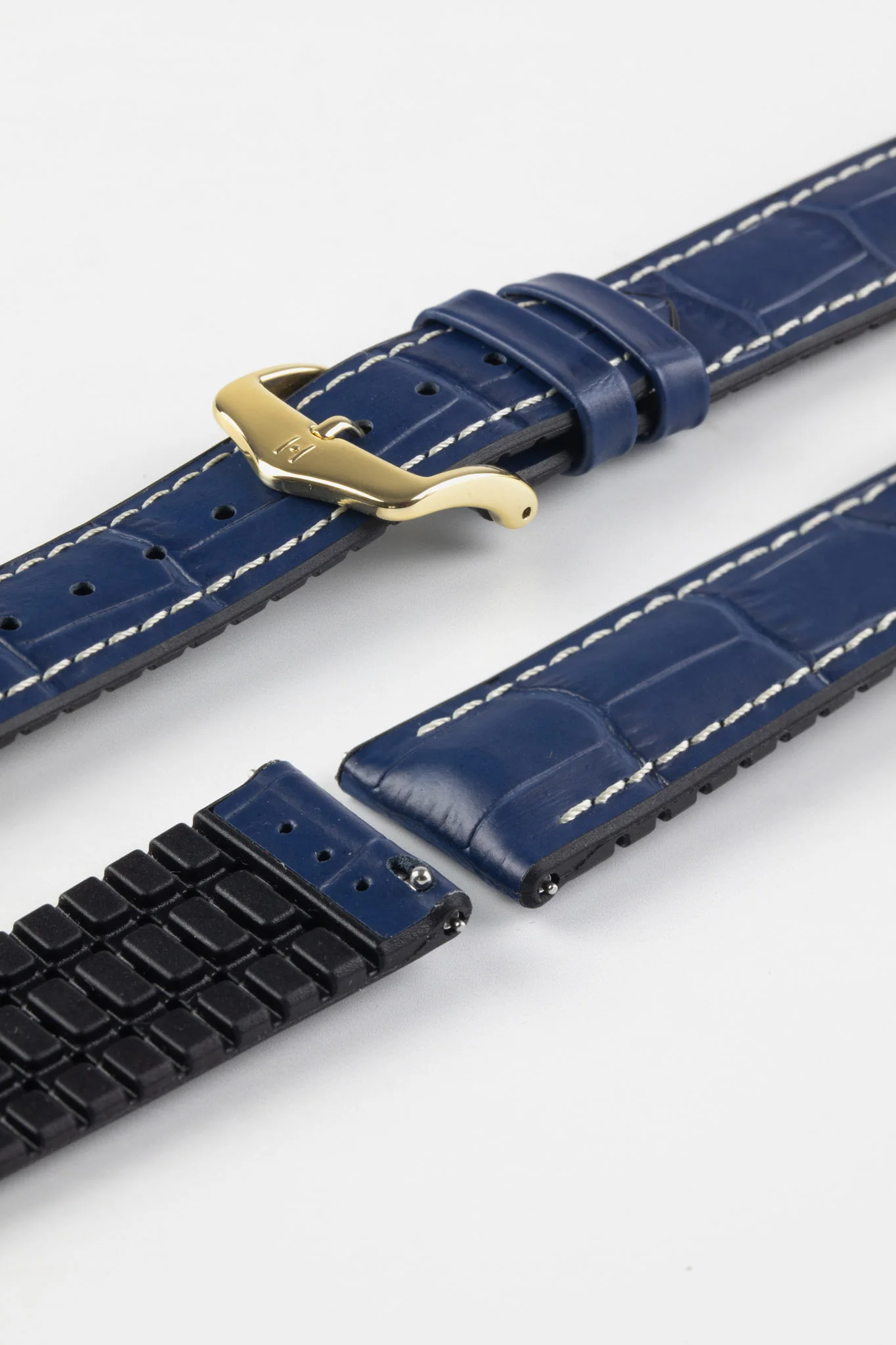 Hirsch GEORGE Alligator Printed Performance Blue Watch Strap - Image 8
