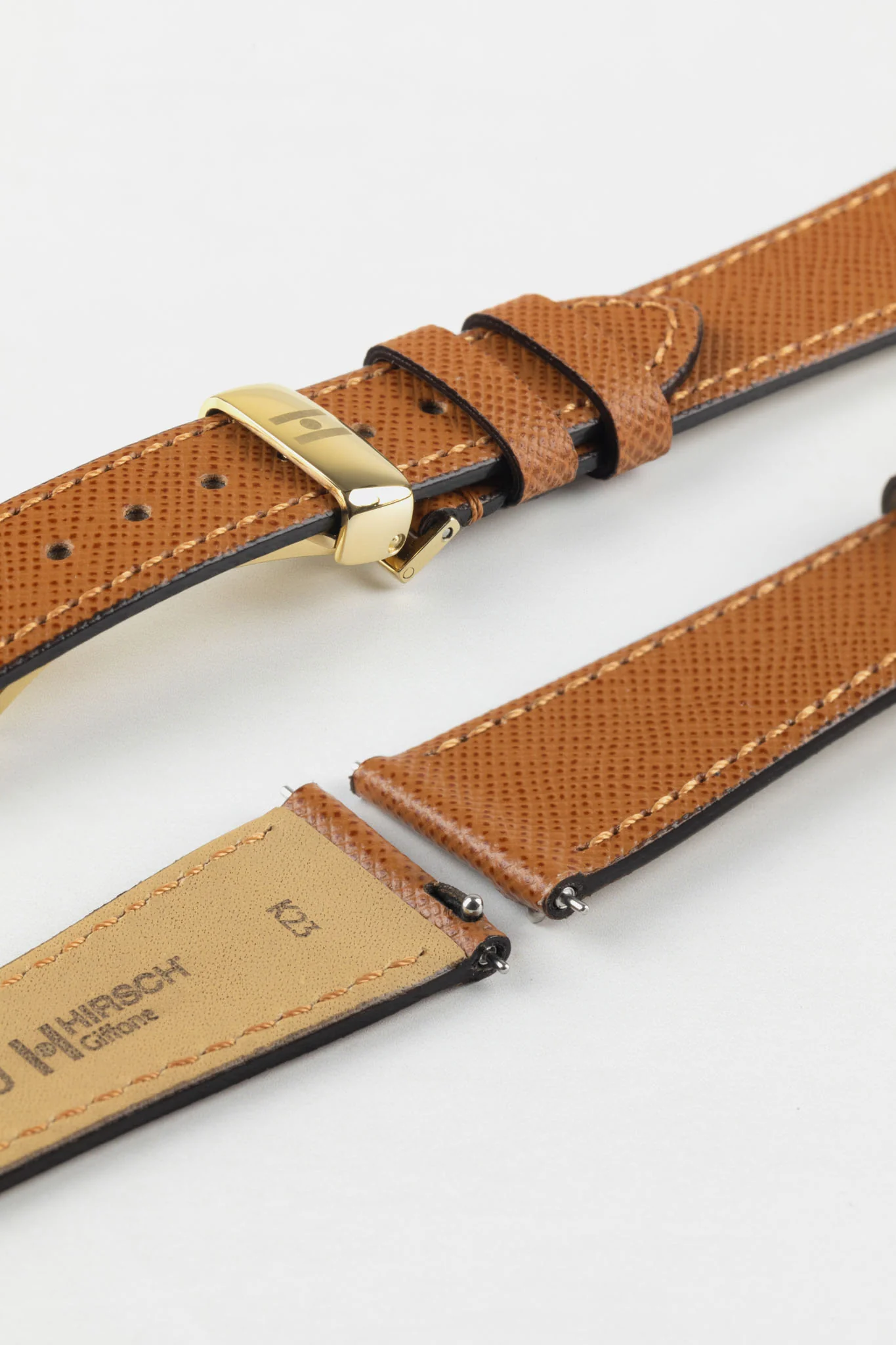 Hirsch GIFFONE Calf Leather Watch Strap in GOLD BROWN - Image 8