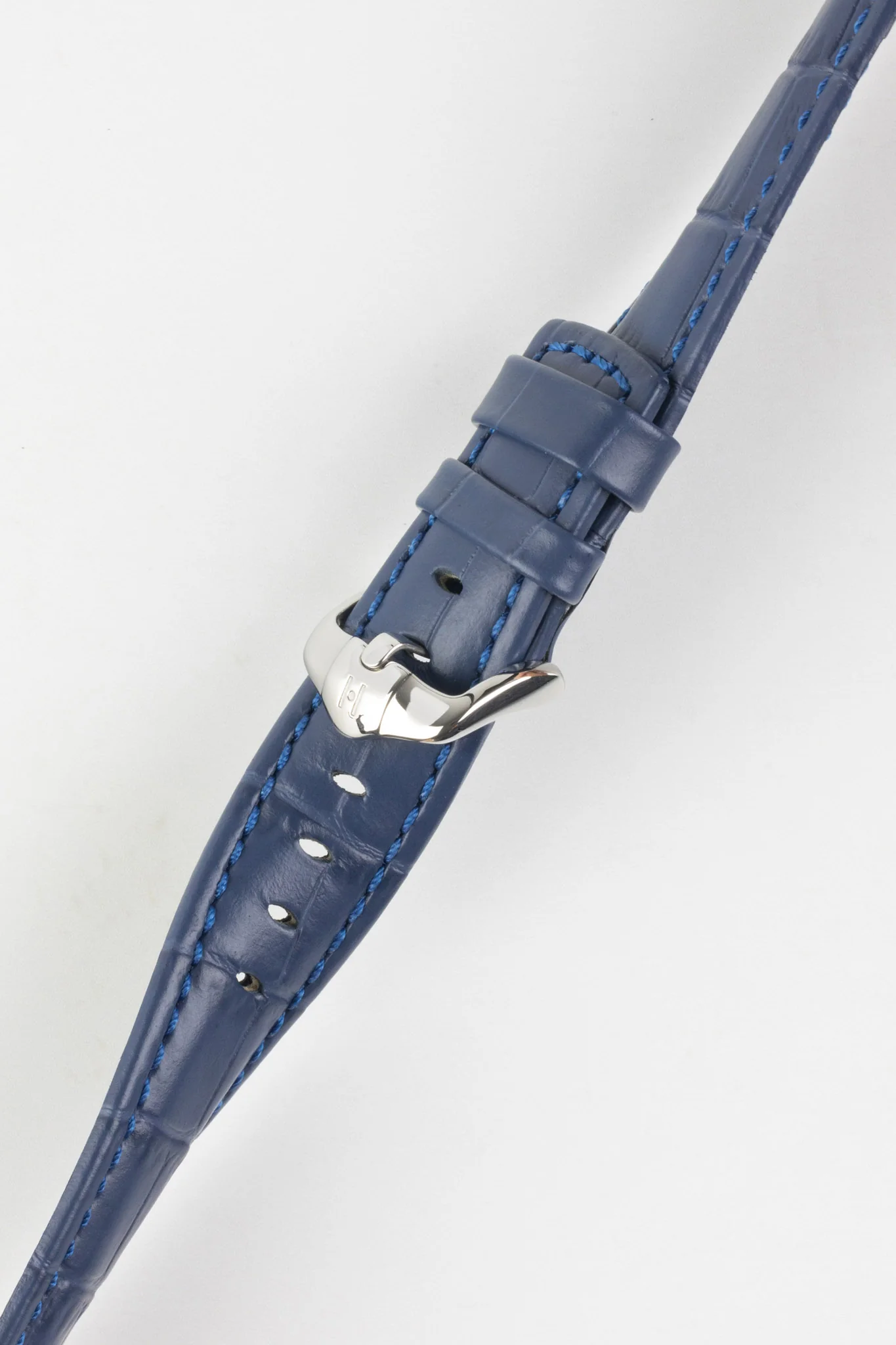 Hirsch GRAND DUKE Water-Resistant Alligator Embossed Sport Watch Strap in BLUE - Image 5