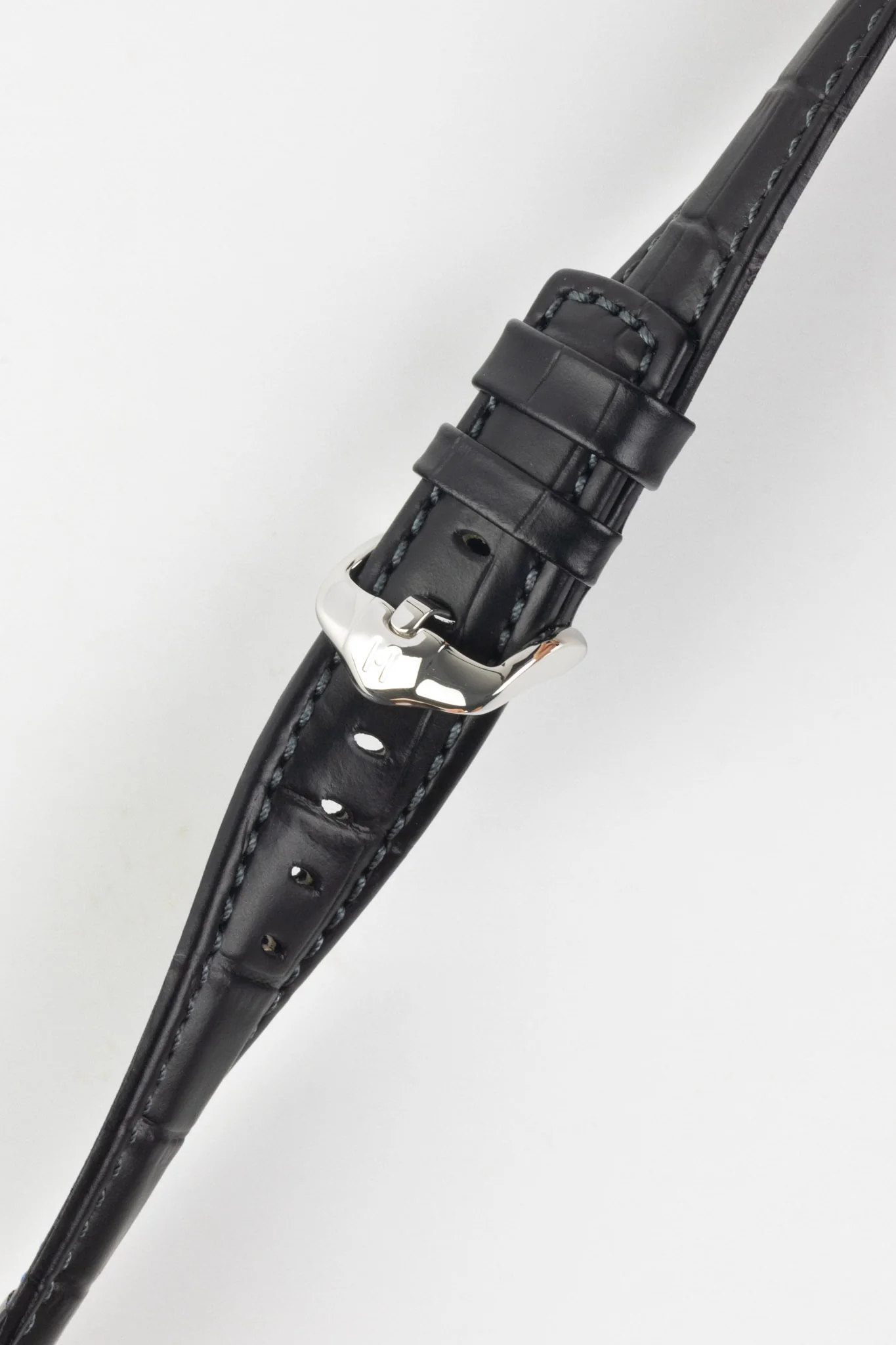 Hirsch GRAND DUKE Water-Resistant Alligator Embossed Sport Watch Strap in BLACK / BLACK - Image 5