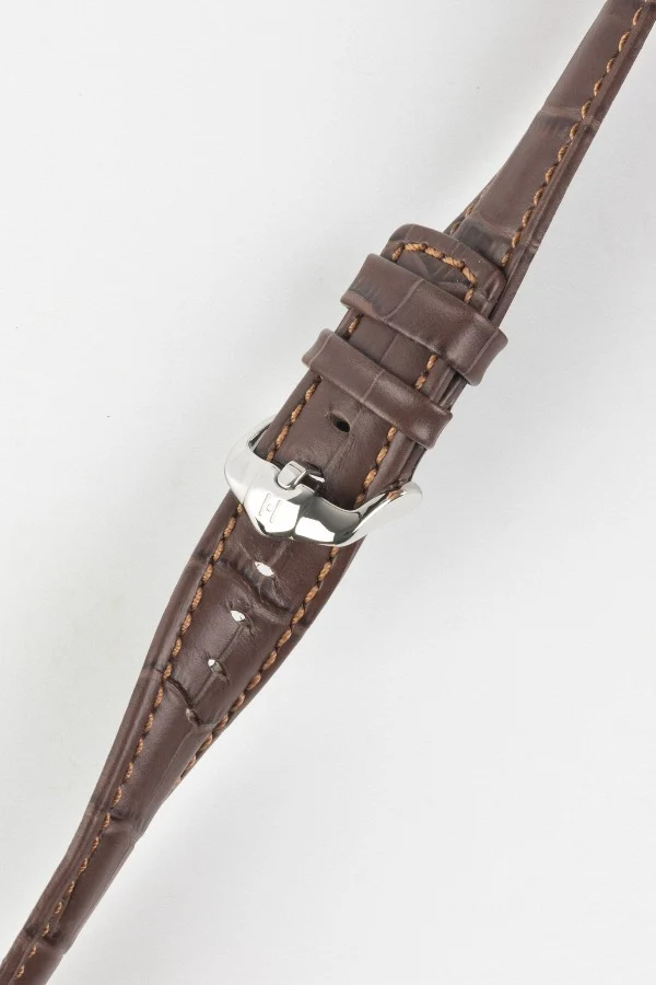 Hirsch GRAND DUKE Water-Resistant Alligator Embossed Sport Watch Strap in BROWN - Image 5
